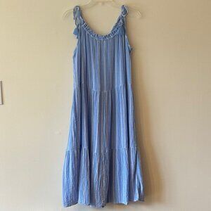 Striped Cotton Maxi Dress With Shoulder Ties